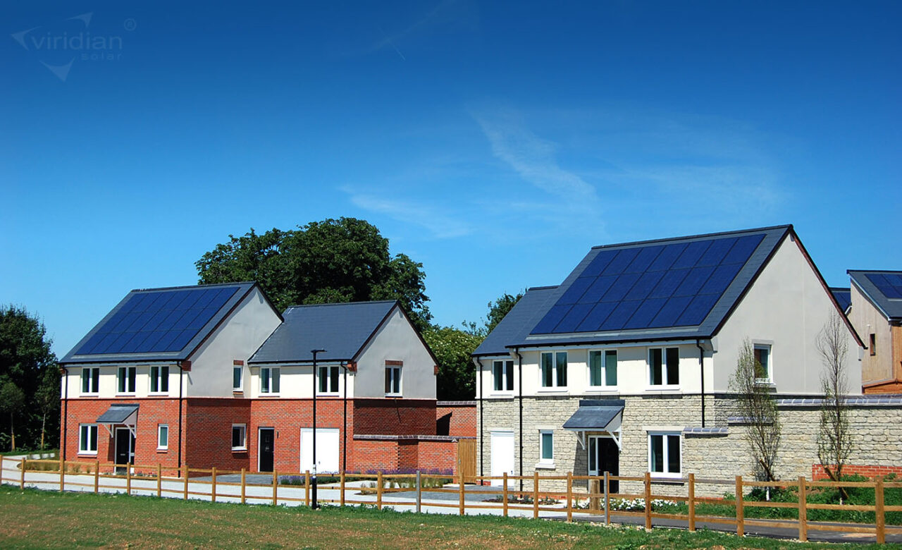 Modern house with solar panels